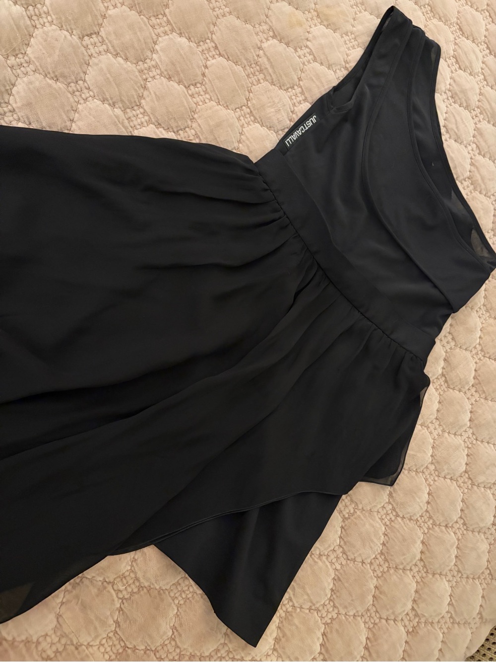 Just Cavalli Black One-Shoulder Layered Mini Dress